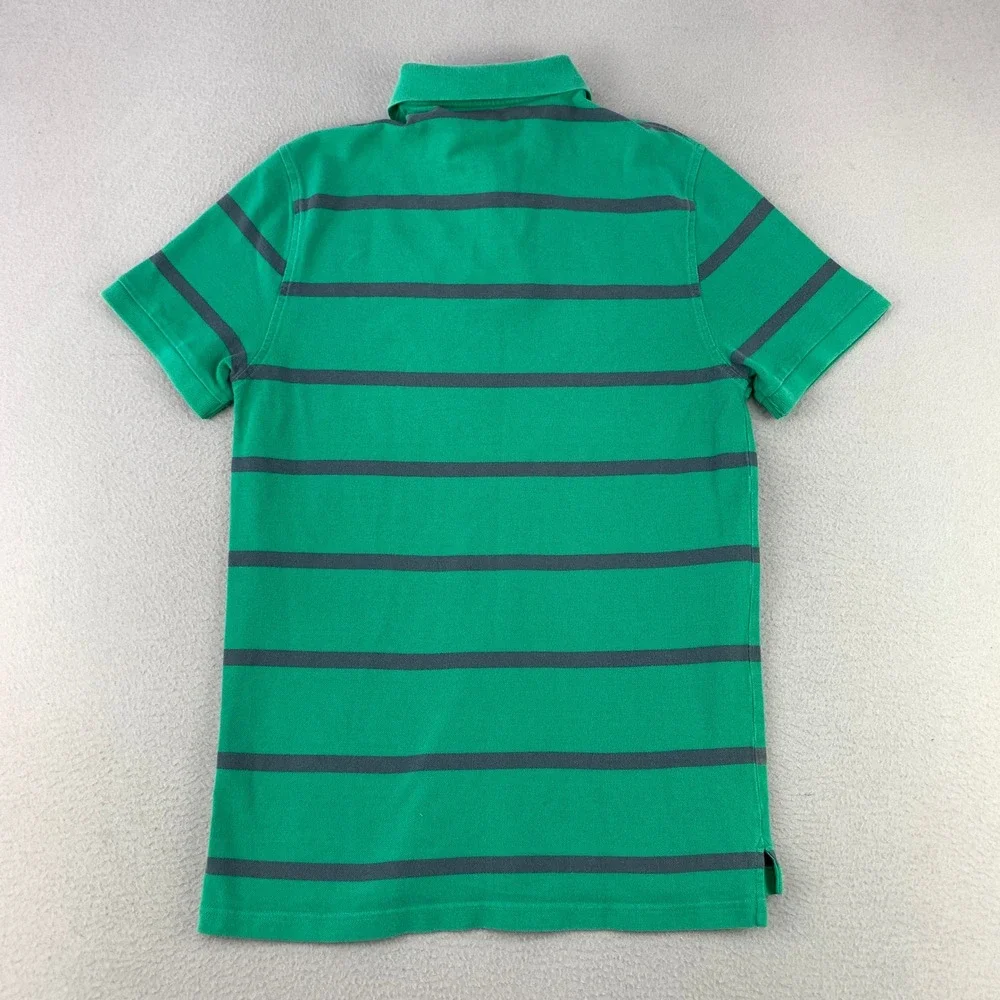J. Crew Vintage Polo Shirt‎ Men Medium Green Striped Faded Short Sleeve Cotton